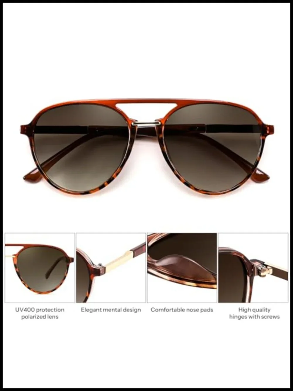 Retro Polarized Aviator Sunglasses UV400 Protection Pilot Shades